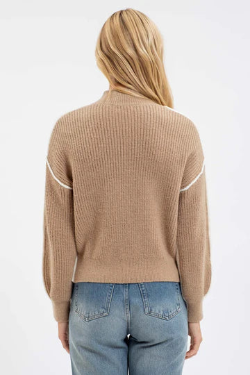 cream and tan color block knit sweater