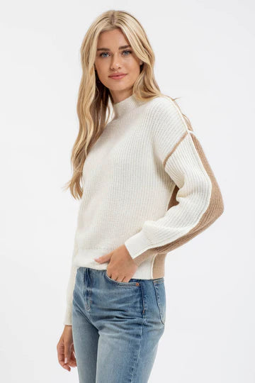 blu pepper cream and tan two tone sweater