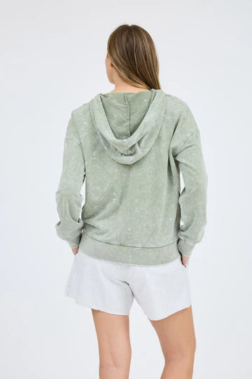 green mineral wash lightweight hoodie