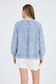 Blue Mineral Wash V Neck Long Sleeve Top