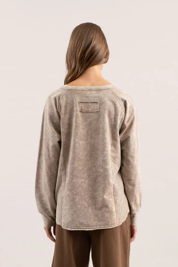 brown mineral wash loose fit top