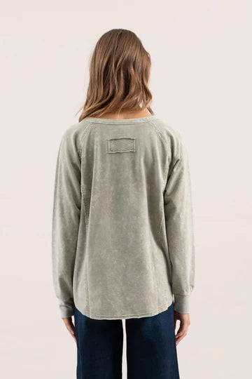 olive mineral wash loose fit top