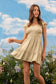 Sage Green V Neck Short Ruffle Sleeve Dress