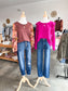 Magenta Long Sleeve Ruffle Top