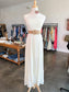 Off White Smocked Halter Maxi Dress