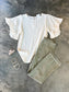 Olive Non Distressed Wide Crop Flare Pants