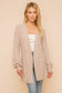 beige bubble sleeve belted cardigan
