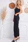 black one shoulder jogger jumpsuit