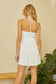 white halter tie neck mini dress