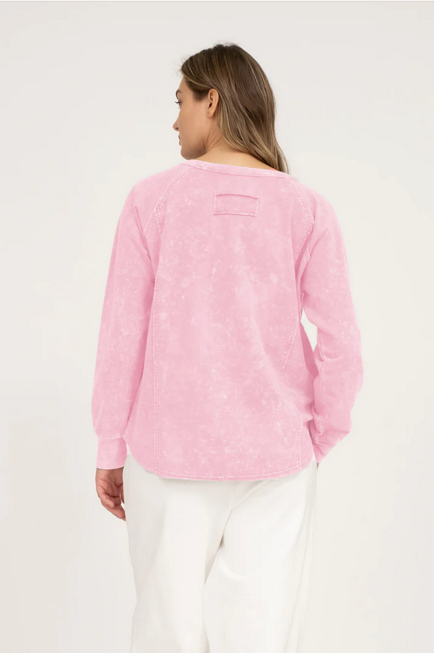 Pink Mineral Wash Henley Top