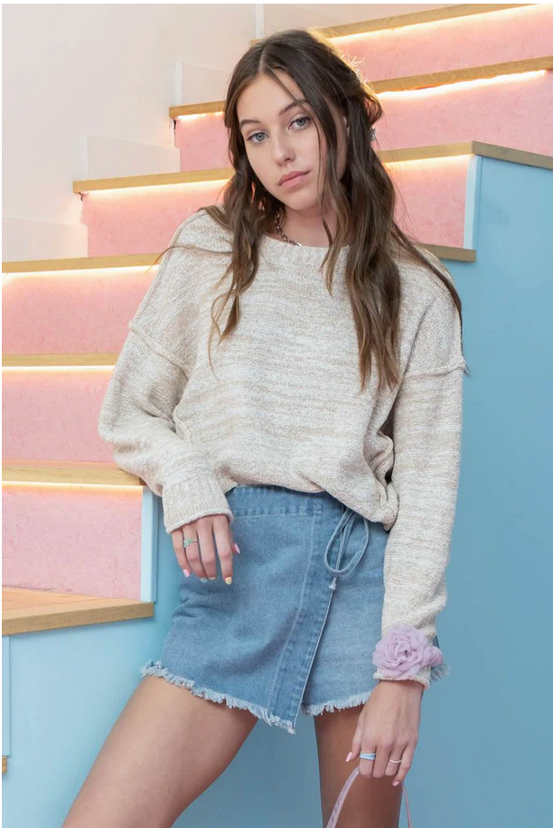 blu pepper khaki knit pullover sweater