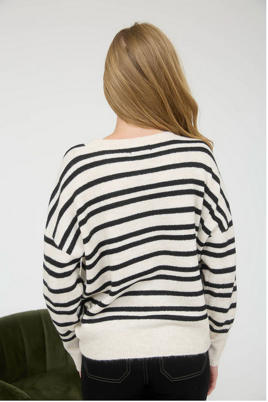 black and white stripe sweater