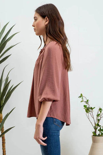 rust flowy v neck top