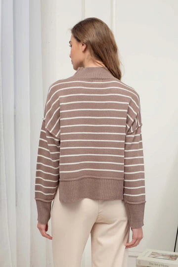 brown striped knit sweater