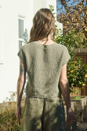 green short sleeve knit top