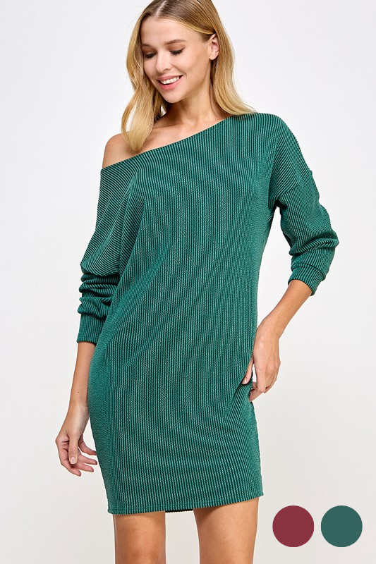 Ribbed Long Sleeve Sweater Dress