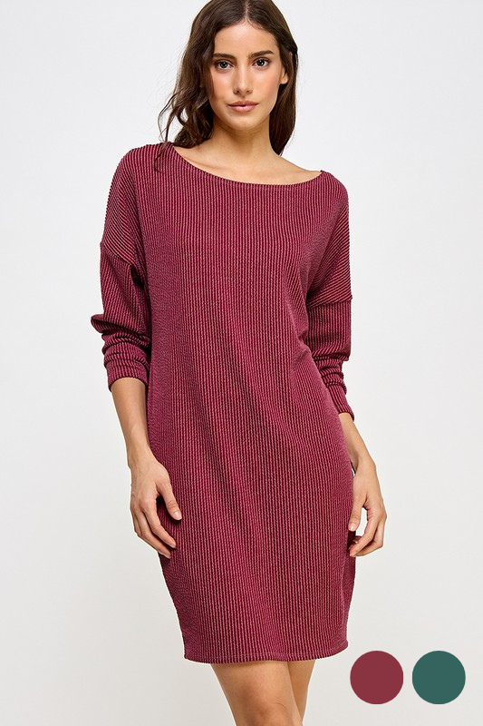 Ribbed Long Sleeve Sweater Dress