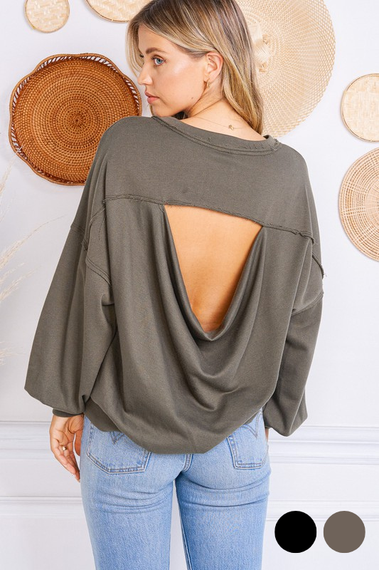 Cut Out Back Long Sleeve Sweatshirt