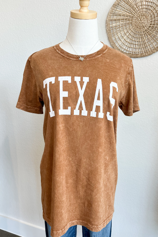 orange vintage wash texas tee shirt