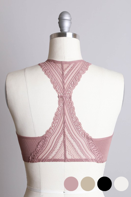 mauve lace racerback bralette