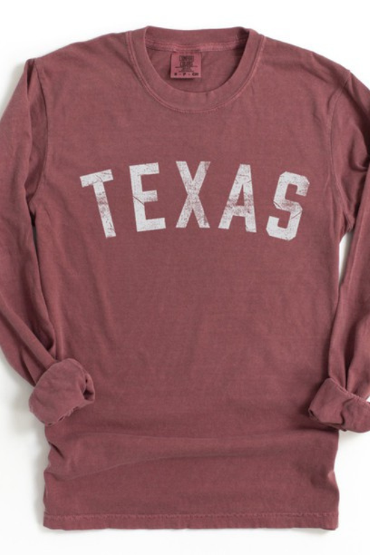 maroon long sleeve texas shirt
