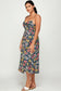 navy blue floral print midi dress