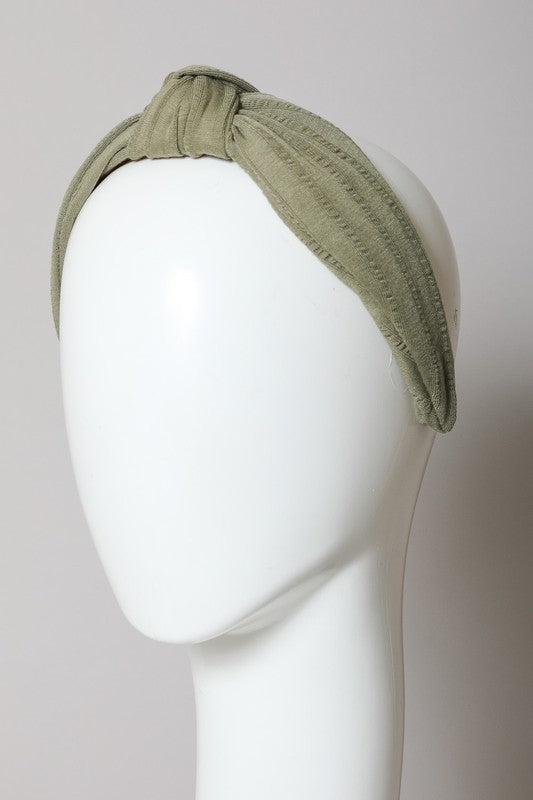olive green top knot headband