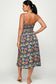 navy blue floral print midi dress