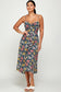 navy blue floral print midi dress
