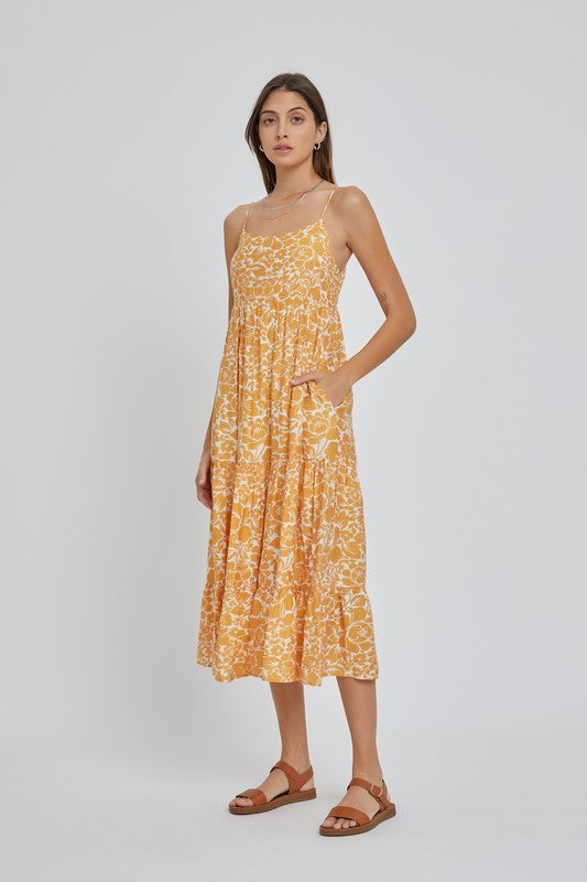 floral midi length dress
