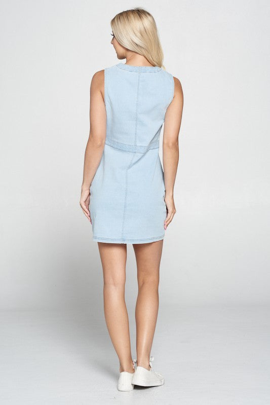 sleeveless denim dress