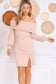 Khaki Off The Shoulder Sweater Dress