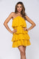 Amber Yellow Halter Ruffle Detail Dress