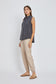 Charcoal Sleeveless Button Up Top