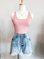 Pink Scoop Neck Sleeveless Bodysuit